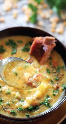 Hrachová polévka ½ kg Uzených žeber 150g Hrachu 50 g Brambor 150 g Mrkve 10 g Cibule 1,5 l Vody Sůl a pepř dle chuti Mode: SOUP Time: 30 min Program: SOUP, Polévka Doba vaření: 30 min Nastavení tlaku