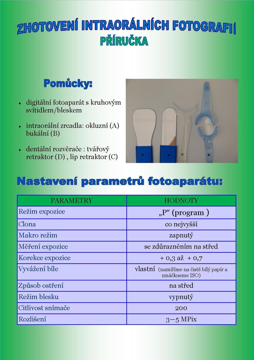 Příloha D Zhotovení intraorálních fotografii příručka [zdroj: vlastní zpracování na základě dat: BĚL.