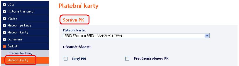 žádosti Správa PK.