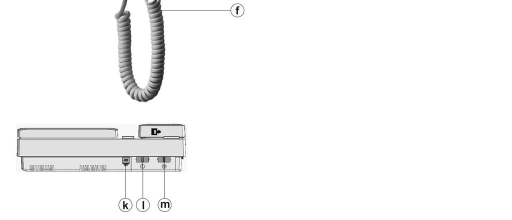 Sluchátková šňůra g. Otvory na uchycení monitoru ke konektoru h. Identifikační štítek i. Propojovací piny j.