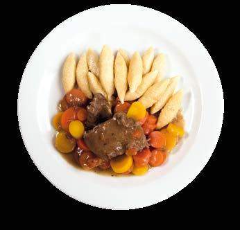 geschält in Karotten gedünstet, geröstete Kartoffel-Gnocchi qeu s 62,1 g / b 38,5 g / t 27,2 g / e 2 675,3 kj 139 Kč 5,80 Eur / Happy Hours 10,90 Eur 262 Kč / PRICE Svatý Vavřinec Krůtí prsa s