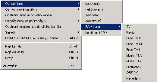 Pomocí Vložit můžete vložit kanál, který byl dříve vymazán nebo kopírován. Pomocí Přesunout do lze přemístit kanál na pozici, kterou zadáte na vaší klávesnici.