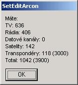 transpondéru. Je-li satelit označen zelenou barvou, je aktivován (programovaný), tzn. že satelit již obsahuje kanály. (V konfiguračním menu je možno změnit tato barevná označení, viz kapitola 5.b).