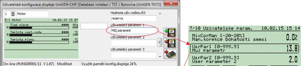 funkcí (u n kterých za ízení nap. S UniGEN) lze p ipojit na uživatelské parametry, které lze zadávat i z klávesnice S.