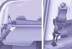 Při skládání krajních sedadel nebo středového sedadla do polohy stolku dbejte, aby nedošlo k přiskřípnutí středového pásu.
