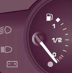 Místo řidiče PALIVOMĚR Hladina paliva je testována při každém otočení klíče ve spínací skříňce do polohy "Zapalování". Palivoměr signalizuje: - 1: nádrž o objemu přibližně 60 litrů je plná.