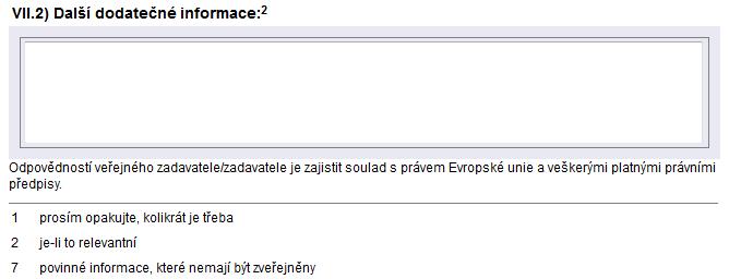 II.1.3 (text, max. 20 znaků, NUTNO VYPLNIT) Část zakázky č. v případě, že je zakázka dělená na části, povinně se uvede číslo části, ve které zadavatel požaduje opravu (číslo, max.