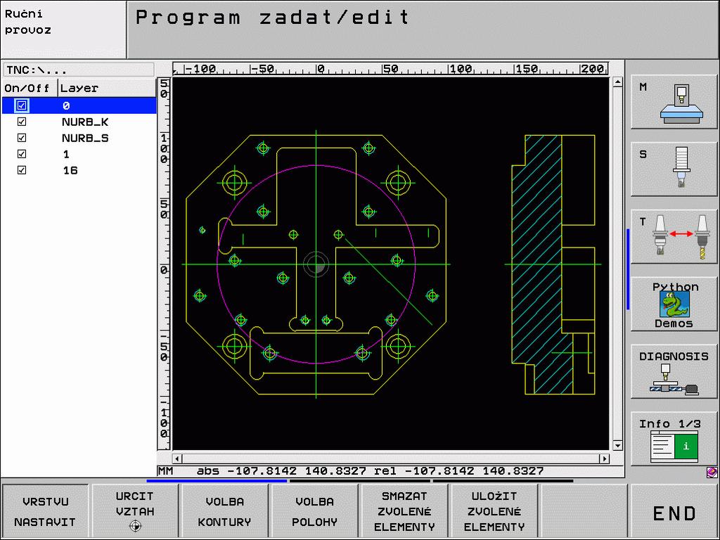 Funkce PLANE (volitelný software 1) Zpracování souborů DF (volitelný software) Soubory DF, vytvořené v systému CAD, můžete otevřít přímo v TNC aby se z nich mohly extrahovat obrysy nebo obráběcí