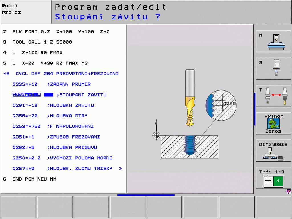 Grafická podpora při programování cyklů TNC vás podporuje při definování cyklů pomocí grafického zobrazení zadaných parametrů.