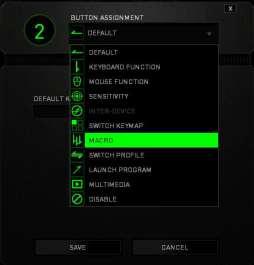 Funkce tlačítek Key Assigment Menu Default základní funkce tlačítka Keyboard Function tato funkce umožnuje tlačítku přiřadit funkci zvolené klávesy na klávesnici.