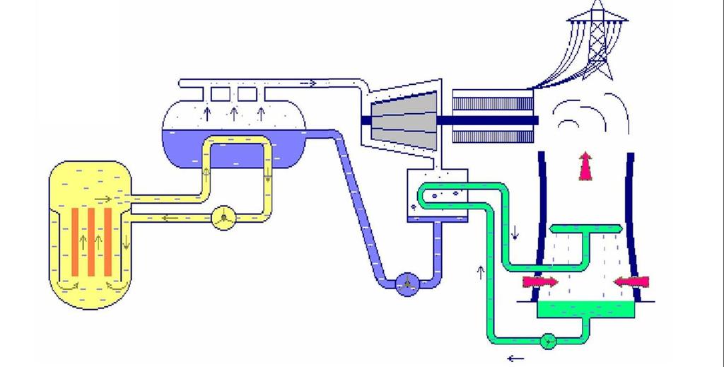 V reaktoru se štěpením jader uranu uvolňuje energie. Primární okruh - odvádí teplo vyrobené v reaktoru a odevzdává ho sekundárnímu okruhu.