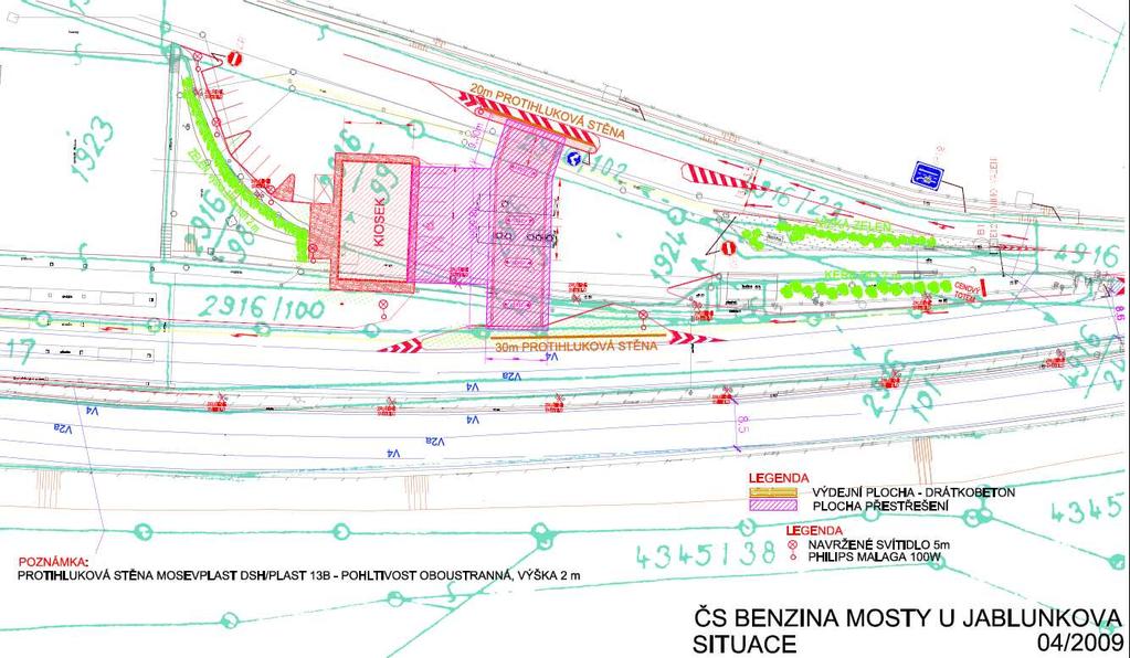 Obr. 2. Schématický plán ČS PHM Benzina v prostoru bývalé celnice k.ú.