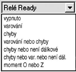Relé SZ, SO, READY Relé 3/SZ - obvykle signalizace polohy zavřeno, možné přepnout na jakoukoli nabízenou signalizaci Relé 4/SO - obvykle signalizace polohy otevřeno,