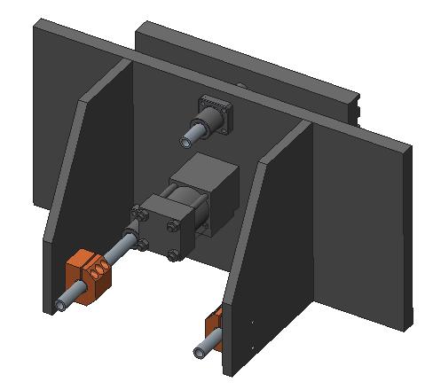 40 Pohled na upínač zezadu Mezi tyto přírubová vodící pouzdra se připevní hydraulický válec.