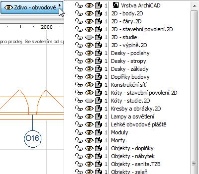 Vrstvy Mají-li studenti zkušenost s vrstvami z grafiky, lépe pochopí princip vrstev v ArchiCADu. Při kreslení libovolného objektu jsme dosud mlčky přecházeli nastavení vrstvy, do níž se objekt umístí.