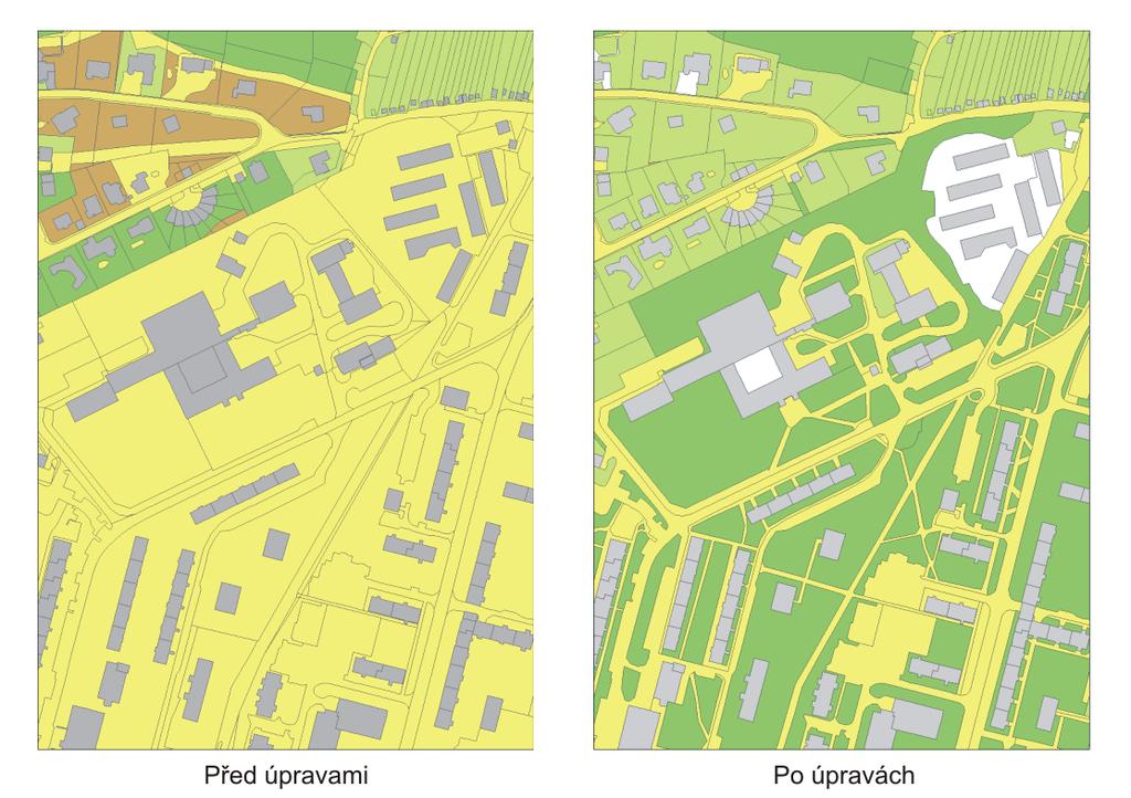 4. POSTUP PRACÍ 4.3.1 Úprava stávající katastrální mapy Až na závěr přišla řada na vrstvy základních map.