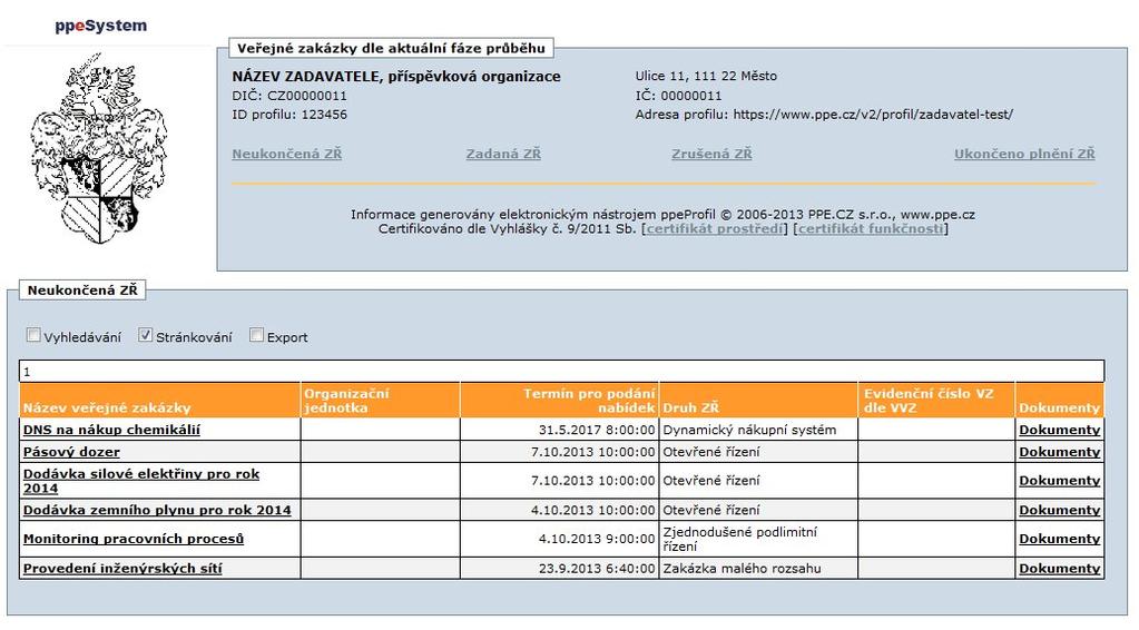 2. Úvod ppesystem» VZ v. 1.01 Uživatelský manuál k profilu zadavatele v. 4.01 V souladu s Vyhláškou č. 133/2012 Sb. (dále také jako vyhláška ) společnost PPE.CZ s.r.o. aktualizovala koncem roku 2012 profil zadavatele a připravila jej vůči legislativním změnám, zejména 9 a 10 této vyhlášky.