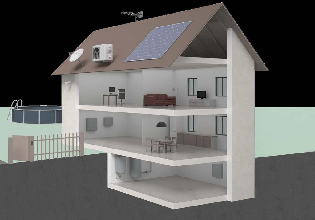 Řešení Rodinný dům 7 Smart home EZS 1 Co a čím chránit? Klíčová zařízení použitím SPD 1 Vstup vedení NN do domu: FLP-B+C MAXI V/; SPD typu 1+, základní ochrana napájení rodinných domů.