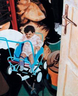 a Triptych Kouty (1998), olej na plátně, 160 x 140 cm a Instalace Bez názvu (2000), molitan, posypová sůl vala kombinacemi průmyslových výrobků i jejich fragmentů kumulovaných do skrumáží více či