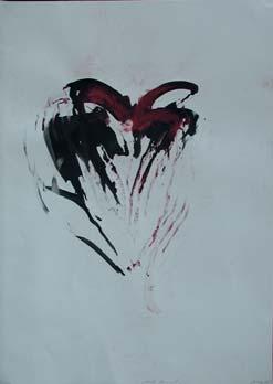 a Srdce, 70x100, tus, pigment..rok 2007 a Bez názvu, 70x100, tus, pigment..rok 2007 sommes seuls ou seules pour déchiffrer notre terre secrète et privée.