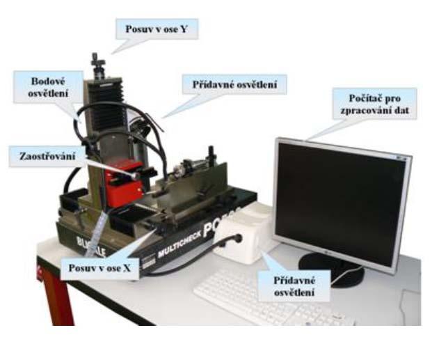 PŘÍLOHA P6: Optický mikroskop MULTICHECK PC500 Technická data: Optický mikroskop Horizontální provedení Možnosti měření: Možnost nastavení nástroje pod úhlem Přesnost: - opotřebení rotačních i