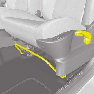 PŘEDNÍ SEDADLA 1 2 3 4 Posunutí dopředu nebo dozadu Zvedněte rukojeť 1 pod sedadlem pro jeho uvolnění. Ve zvolené poloze rukojeť uvolněte a zkontrolujte správné zablokování sedadla.