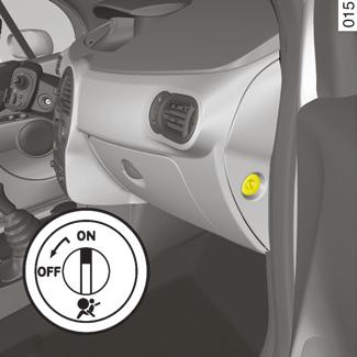bezpečnost dětí: deaktivace/aktivace airbagu předního spolujezdce (pokračování) 1 2 Aktivaci nebo dezaktivaci airbagu provádějte, jen když vozidlo stojí.