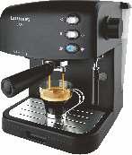 Rozměry (VxŠxH): 26,5 x 21,5 x 16,5 cm - Možno využít i na sypaný nebo sáčkový čaj a bylinky ESPRESSO BARI Výkonný espresso kávovar s tlakem pumpy 15 Bar - Zásobník vody: 1,25 l, Příkon: