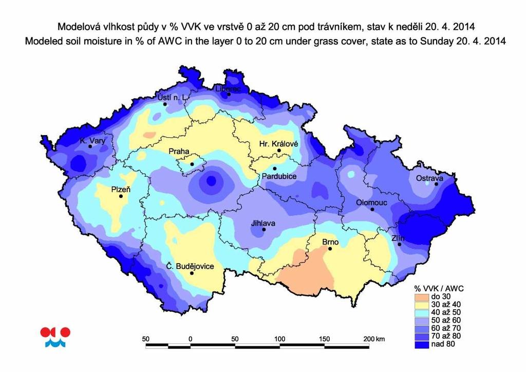 F. Vlhkost půdy Zásoby půdní vláhy byly v závěru minulého týdne srovnatelné s týdnem předchozím.