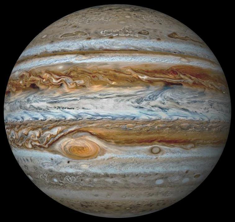 Jupiter jeden příklad za všechny Pestrá planeta už v malém dalekohledu lze na Jupiterově kotoučku bez problémů rozlišit střídání světlých a tmavých pruhů jedná se o oblačnost tvořící svrchní vrstvy