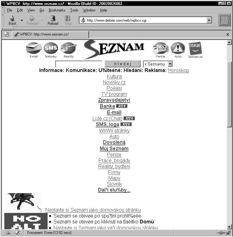 brát zcela za bernou minci). Bez zajímavosti není ani služba "Web Page Backward Compatibility Viewer" (http://www. delorie.com/web/ wpbcv.