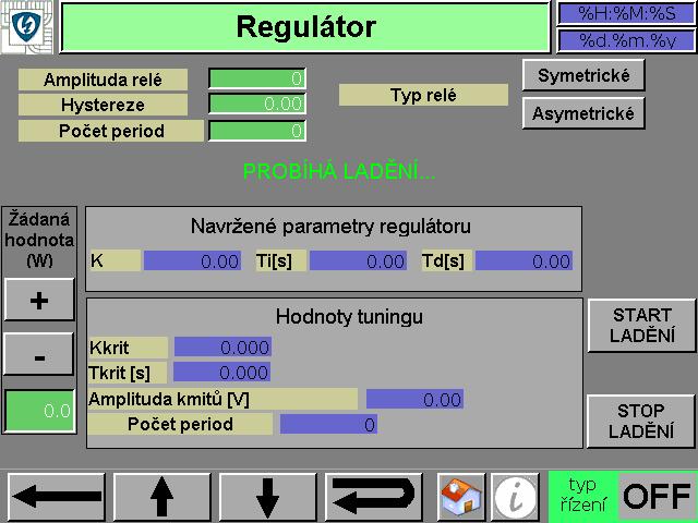 8.1.3 Autotuning RLS+ZN v režimu OFF Lze spustit, pokud je v režimu OFF zapnut také reléový autotuning.