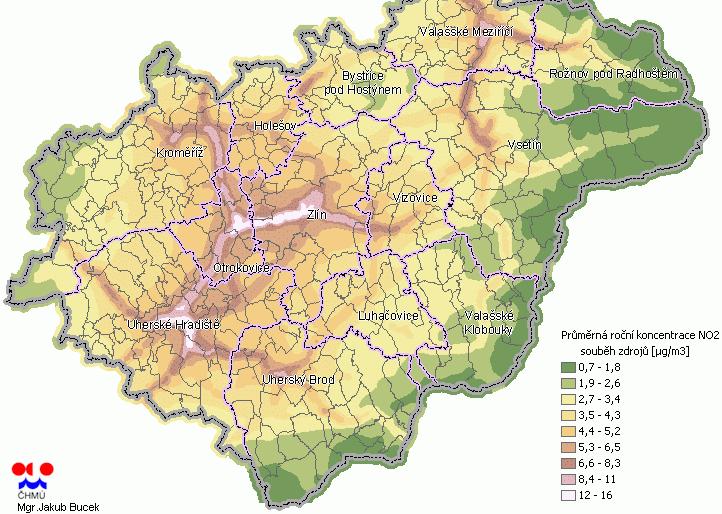 U základních škodlivin (NO 2 a SO 2 ) potvrzuje měření podlimitní imisní koncentrace jak dlouhodobé tak i krátkodobé maximální.