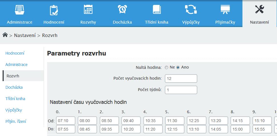 ROZVRHY Rozvrh je dalším z velmi využívaných modulů aplikace.