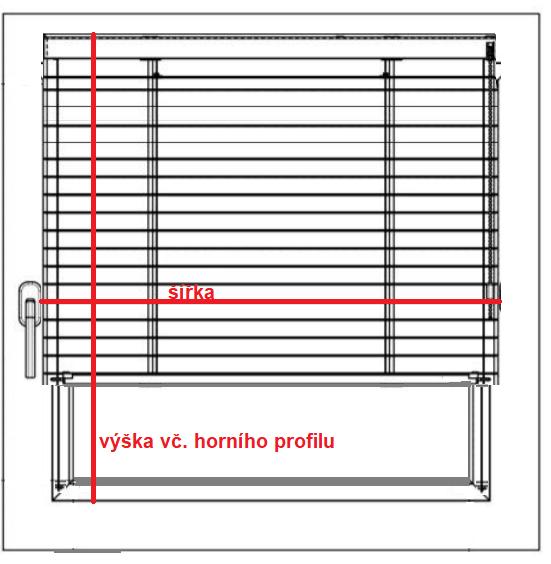 strany po pravou. V = Výšku žaluzie měříte včetně zasklívacích lišt od horní hrany po spodní.