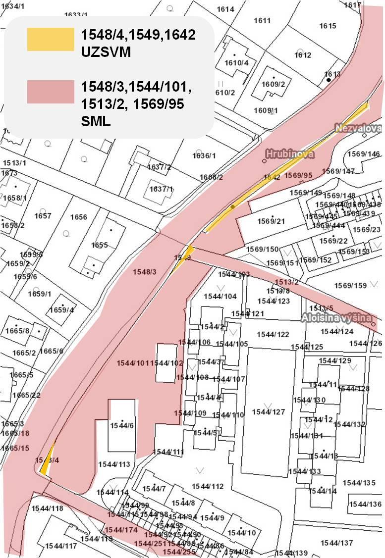 Příloha č. 2 Mapa pozemků p.č. 1548/4, p.č. 1549 a p.