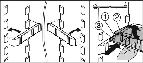 Pro úsporu energie se ventilátor automaticky vypíná při otevřených dvířkách. Fig. 10 u Skleněná police (2) musí ležet dorazovým krajem dozadu! 5.2.6 Dveřní přihrádka Vytažení dveřních přihrádek u Přihrádku vytáhněte podle vyobrazení.
