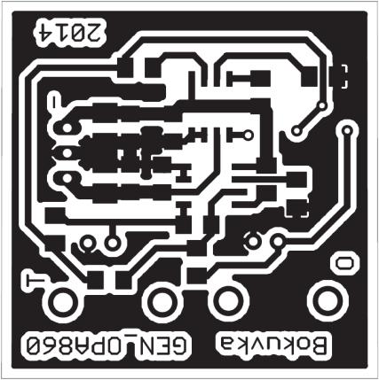 Obr. 7.22: Horní a spodní strana navržené DPS generátoru se dvěma OTA Napájení obvodů OPA86 je symetrickým napětím ±5 V.