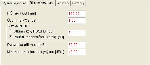 8 Záložka Přijímací apertura pro útlum vazby POS/FD Obr. 7.