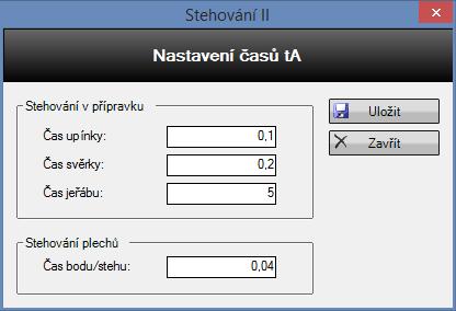 časů pr stehvání v přípravku a pr stehvání plechů.