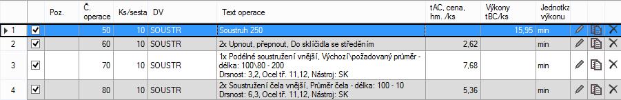 Ks/sestava a pčtem kusů sestavy!!! Přidat/upravit peraci Zbrazí se dialgvé kn s mžnstí přidávat a upravvat perace Ppis kna: Pzice: pzice na výkrese (nepvinné) Č.