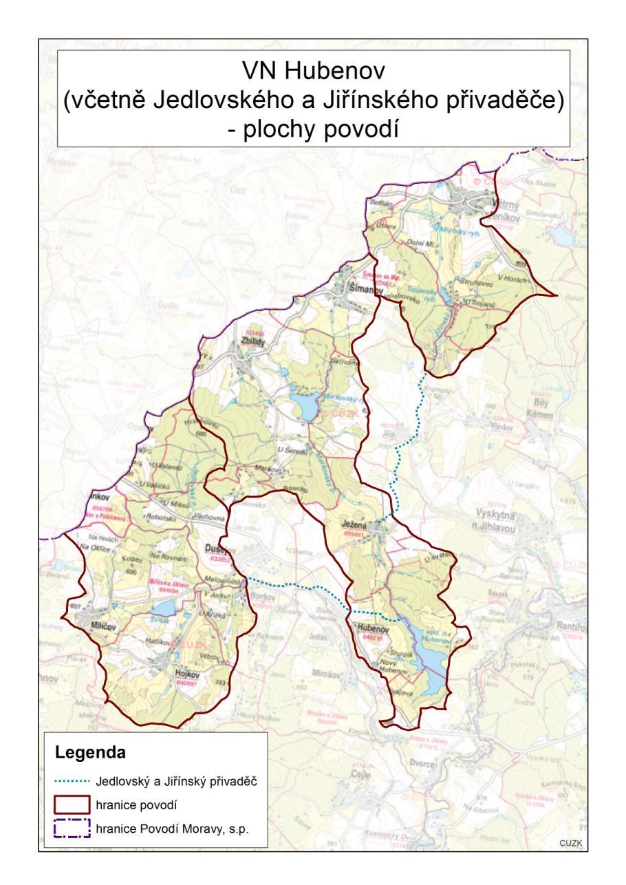 Plocha povodí: 43,45 km 2 Povodí v bezprostředním okolí nádrže je převážně zalesněno nebo zatravněno, dále navazují pastviny a orná půda.