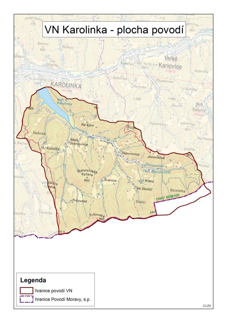 Plocha povodí: 23,18 km 2 Povodí zalesněno, zemědělské plochy jsou převážně zatravněny, pastva dobytka - bez intenzivního obhospodařování Zástavba: místní část Stanovnice Zdroje znečištění: