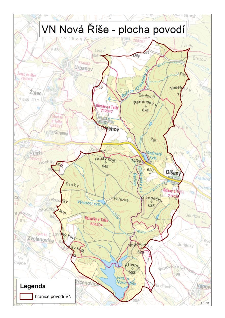 Plocha povodí: 21,31 km 2 Povodí VN je z větší části zalesněno, zemědělské plochy jsou zatravněny, orná v malé míře Zástavba