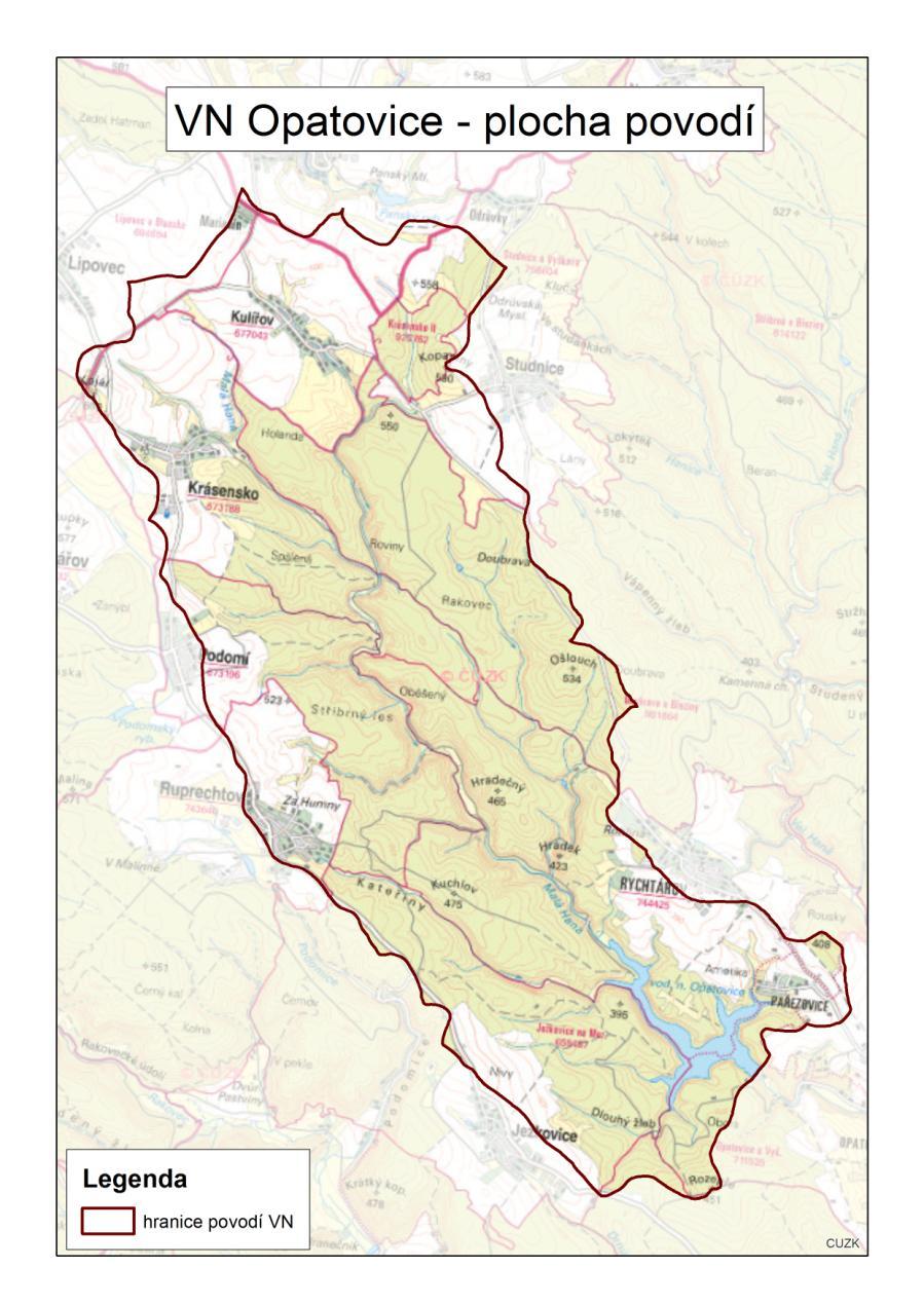 Plocha povodí: 43,24 km 2 Povodí VN je převážně zalesněno, vojenský újezd Březina, intenzivní zemědělská výroba, část povodí je ekologicky obhospodařované Přítoky znečištěné