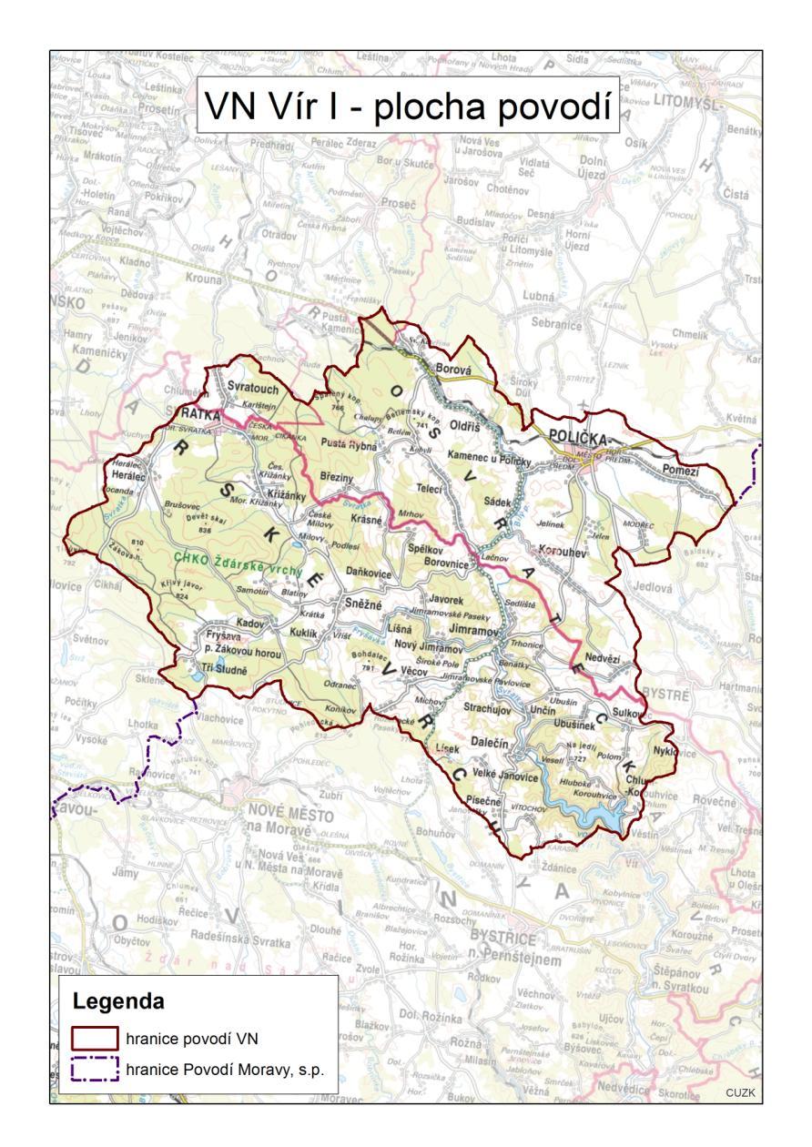 Plocha povodí: 410,50 km 2 Povodí VN je zalesněno nebo zatravněno, sever kolem města Polička převážně orná půda, okolí nádrže ekologické zemědělství Přítoky jsou znečištěné, především