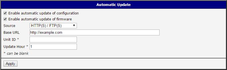 4.21.2 Příklad nastavení automatické aktualizace na základě MAC adresy V následujícím příkladu router zjišt uje, jestli je k dispozici nový firmware nebo konfigurace a případně provádí aktualizaci