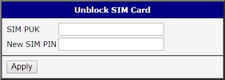 6.7 Odblokování SIM karty Tato funkce je přístupná pouze pro první bezdrátový modul (1st module), tj. pro první a druhou SIM kartu. Na druhém modulu není možné tímto způsobem odblokovat SIM kartu.