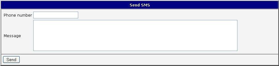 6.8 Poslání SMS zprávy Tato funkce je přístupná pouze pro první bezdrátový modul (1st module), tj. pro první a druhou SIM kartu. Na druhém modulu není možné tímto způsobem poslat SMS zprávu.