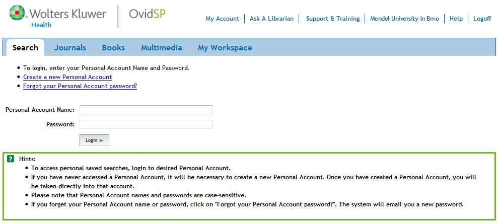 Vytvoření nebo vstup do "My Account" 1 2 1) "Create a new Personal
